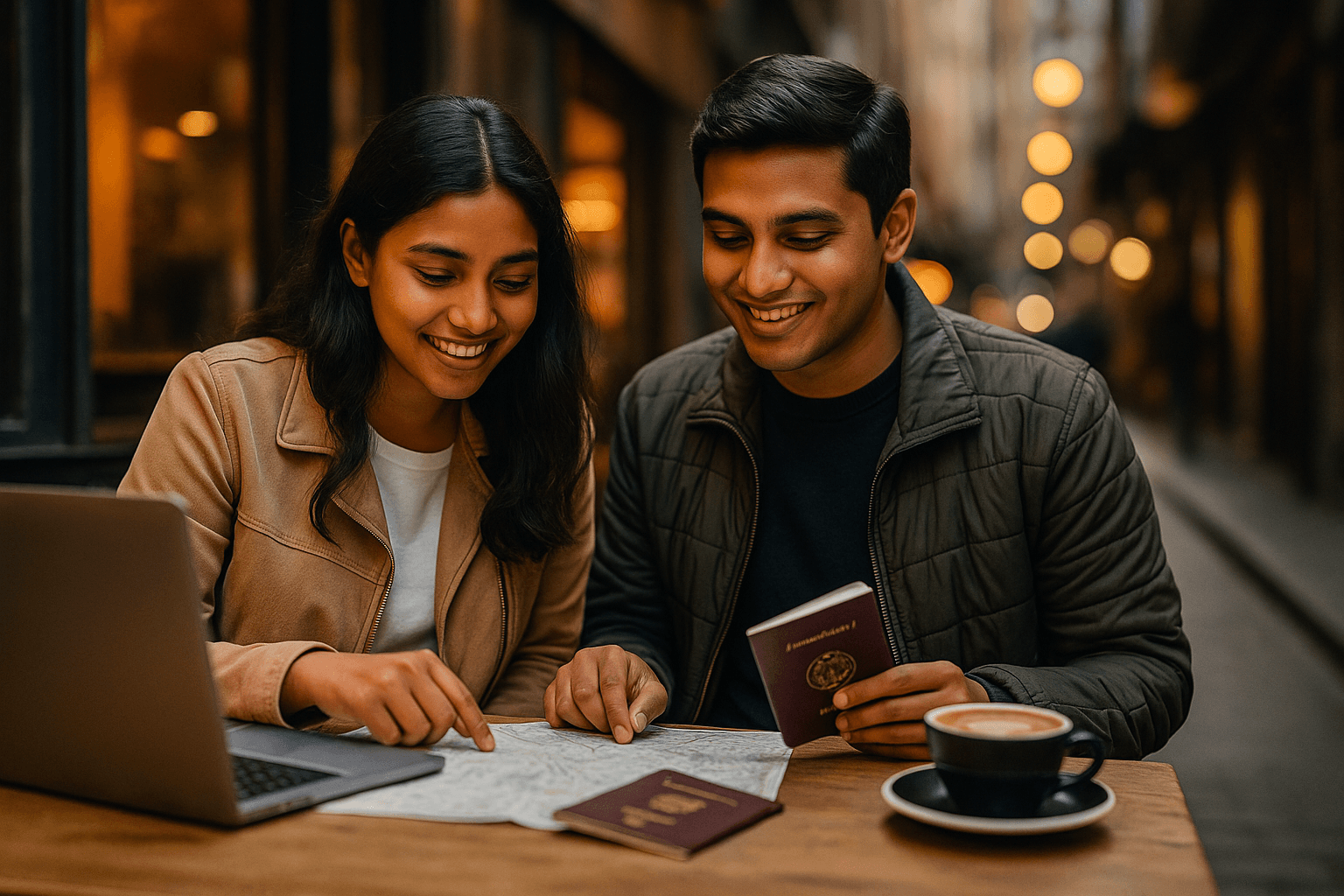 Students planning their Australia move at a cafe.